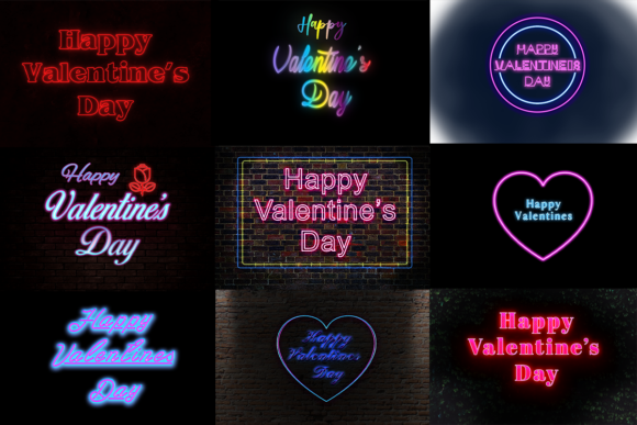 Download Valentines Day Text Neon Glow Effect - Glow Collection