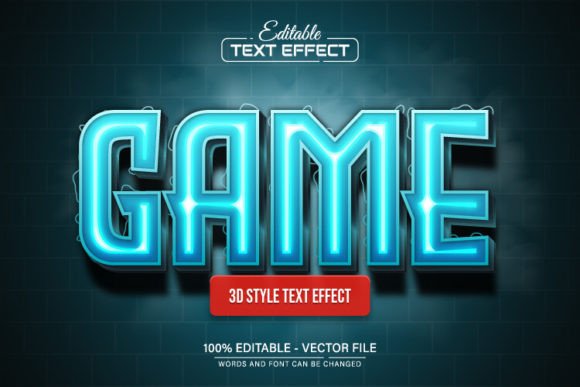 Download Game Blue Glowing Neon 3d Text Effect - Glow Collection