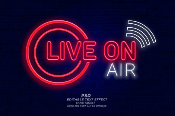 Download Live on Air Neon Text Effect PSD - Live Collection