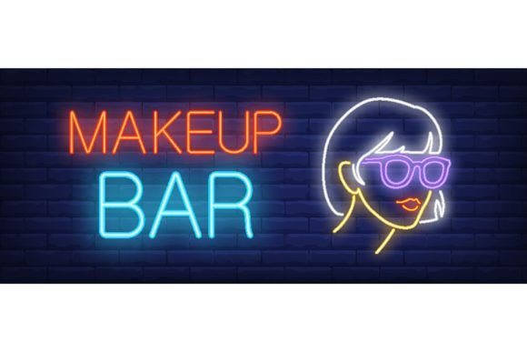 Download Makeup Bar Neon Sign. Glowing Neon Inscr - Glow Collection