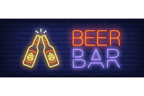 Download Beer Bar Neon Sign. Glowing Inscription - Glow Collection
