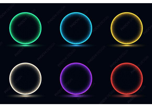 Download Set of Glowing Neon Circles Particles - Glow Collection
