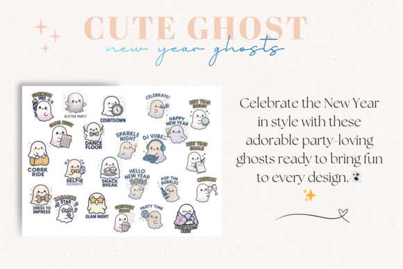 Download New Year Party Ghosts | PNG Clipart Set - Premium Resources