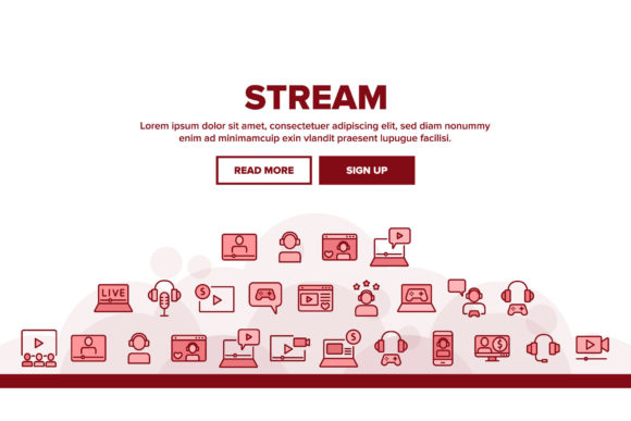 Download Stream Live Video Landing Header Vector - Live Collection