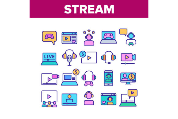 Download Stream Live Video Collection Icons Set - Live Collection