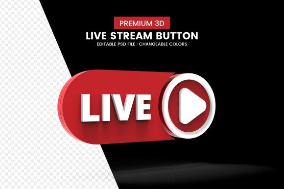 Download Live Streaming 3d Button Icon Badge - Live Collection